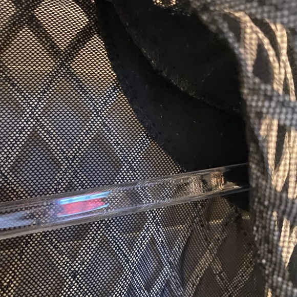 Stunning Black & White Shear Diamond Pattern White Leather Trim Jacket Size XL - Picture 5 of 5